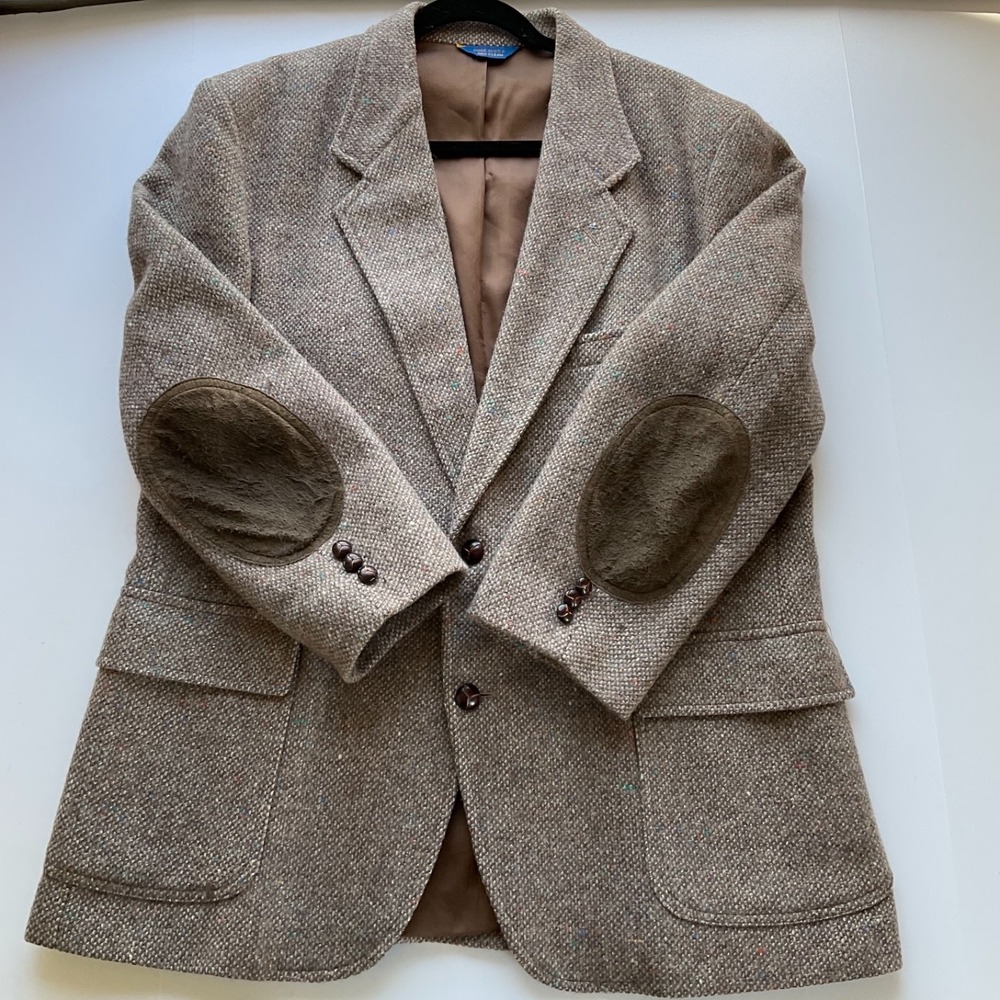 Pendleton Vintage Tweed Sports Jacket Elbow Patches Virgin‎ Wool Brown Size 46